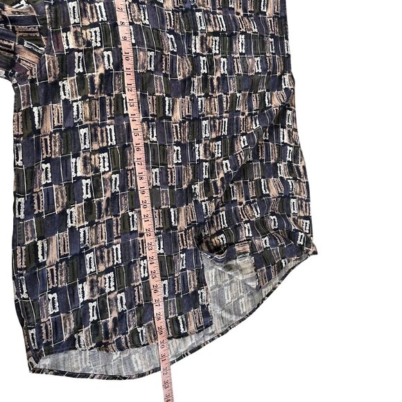Vintage Murano Rayon Shirt XL 90s Geometric Abstract Long Sleeve Button Front - Picture 8 of 8